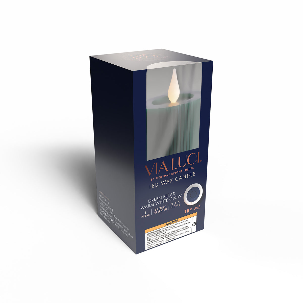 3" X 6" Battery Operated Pillar Candles (Retail Box)