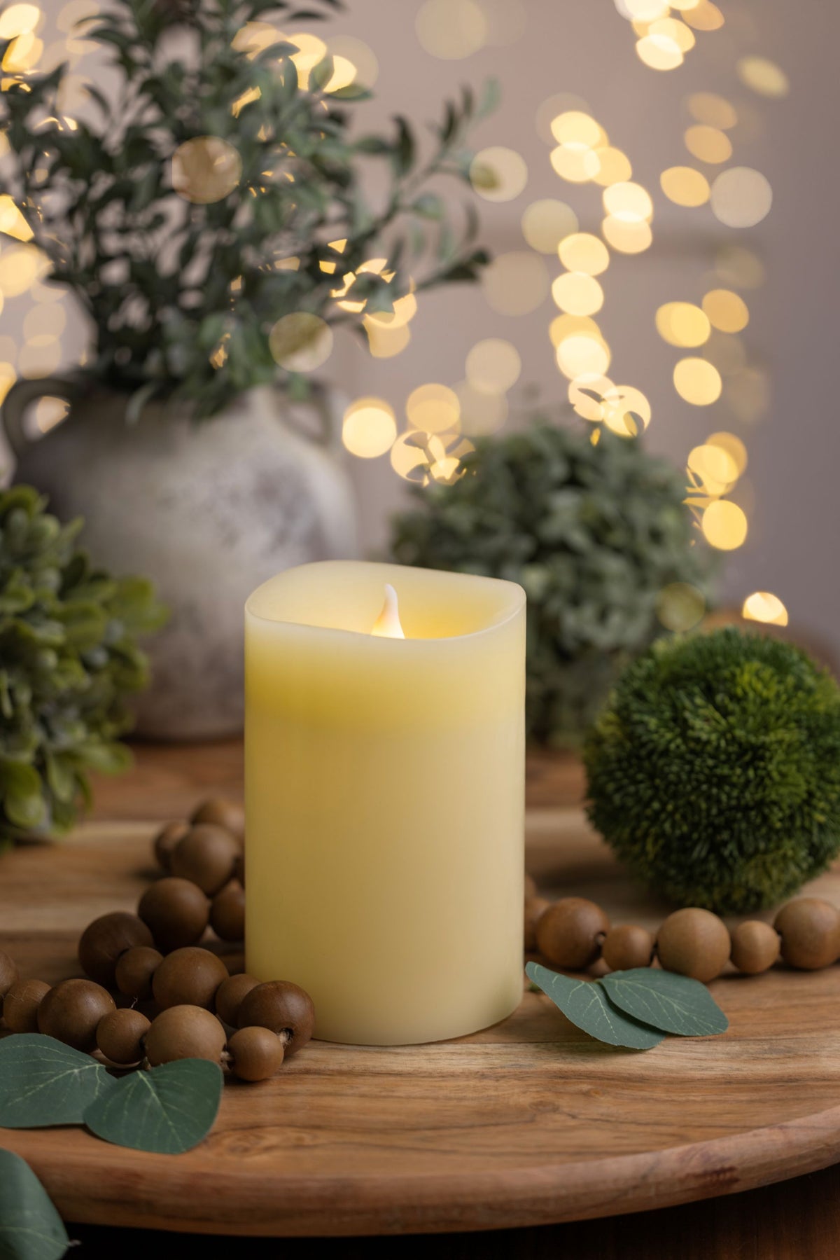 Battery Operated Cream Pillar Candles (Retail Box)
