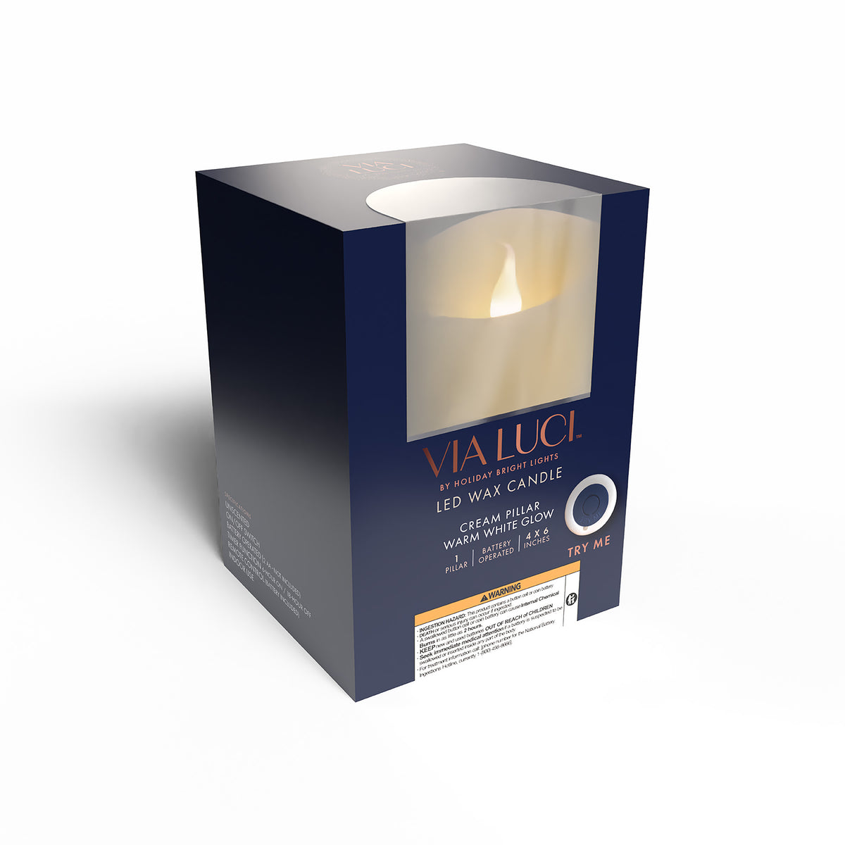 Battery Operated Cream Pillar Candles (Retail Box)