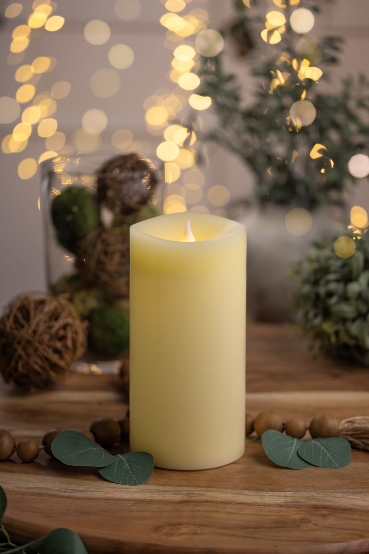 Battery Operated Cream Pillar Candles (Retail Box)