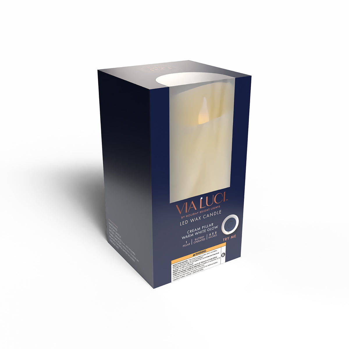 Battery Operated Cream Pillar Candles (Retail Box)