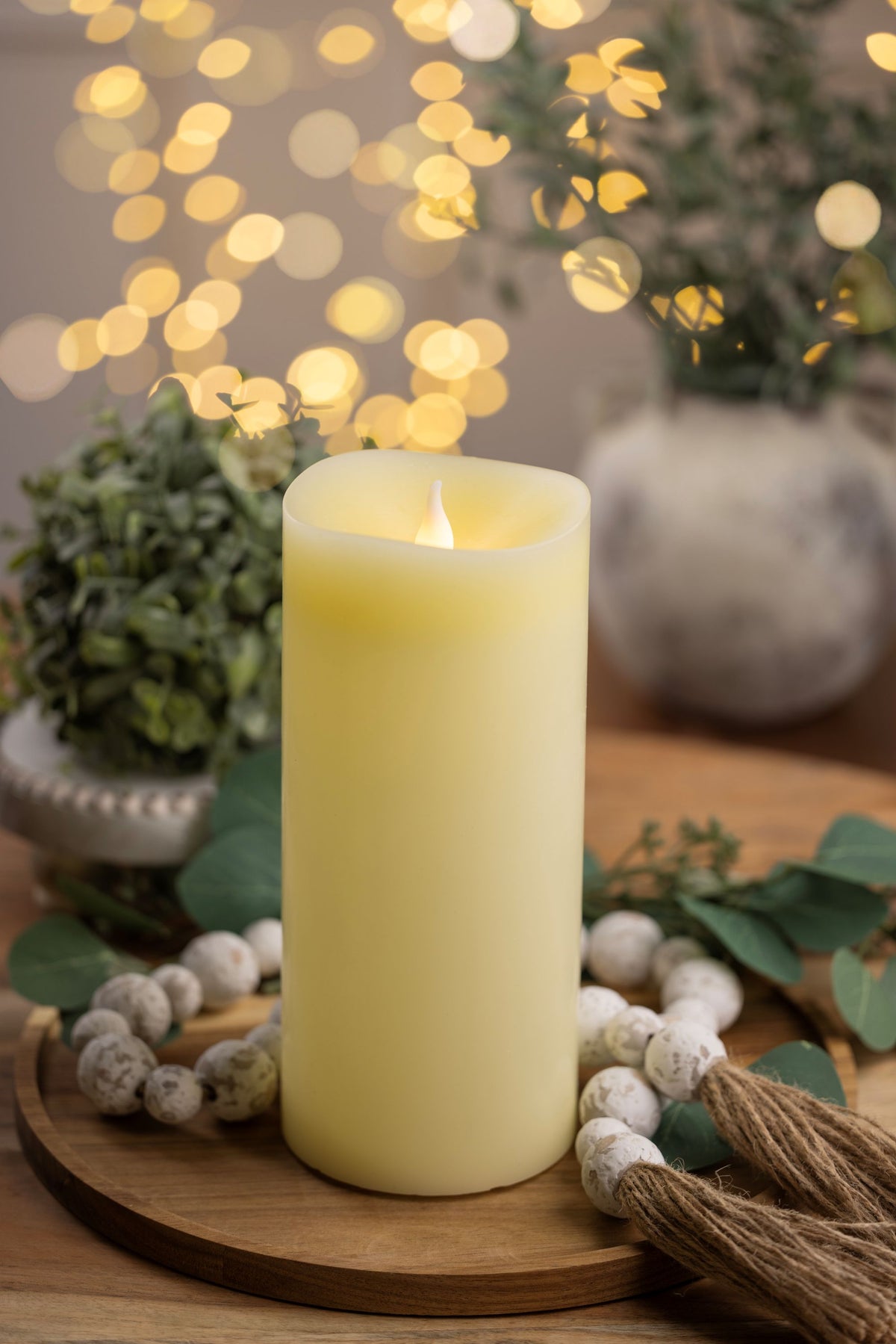 Battery Operated Cream Pillar Candles (Retail Box)