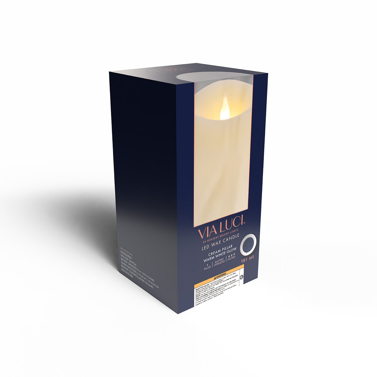 Battery Operated Cream Pillar Candles (Retail Box)