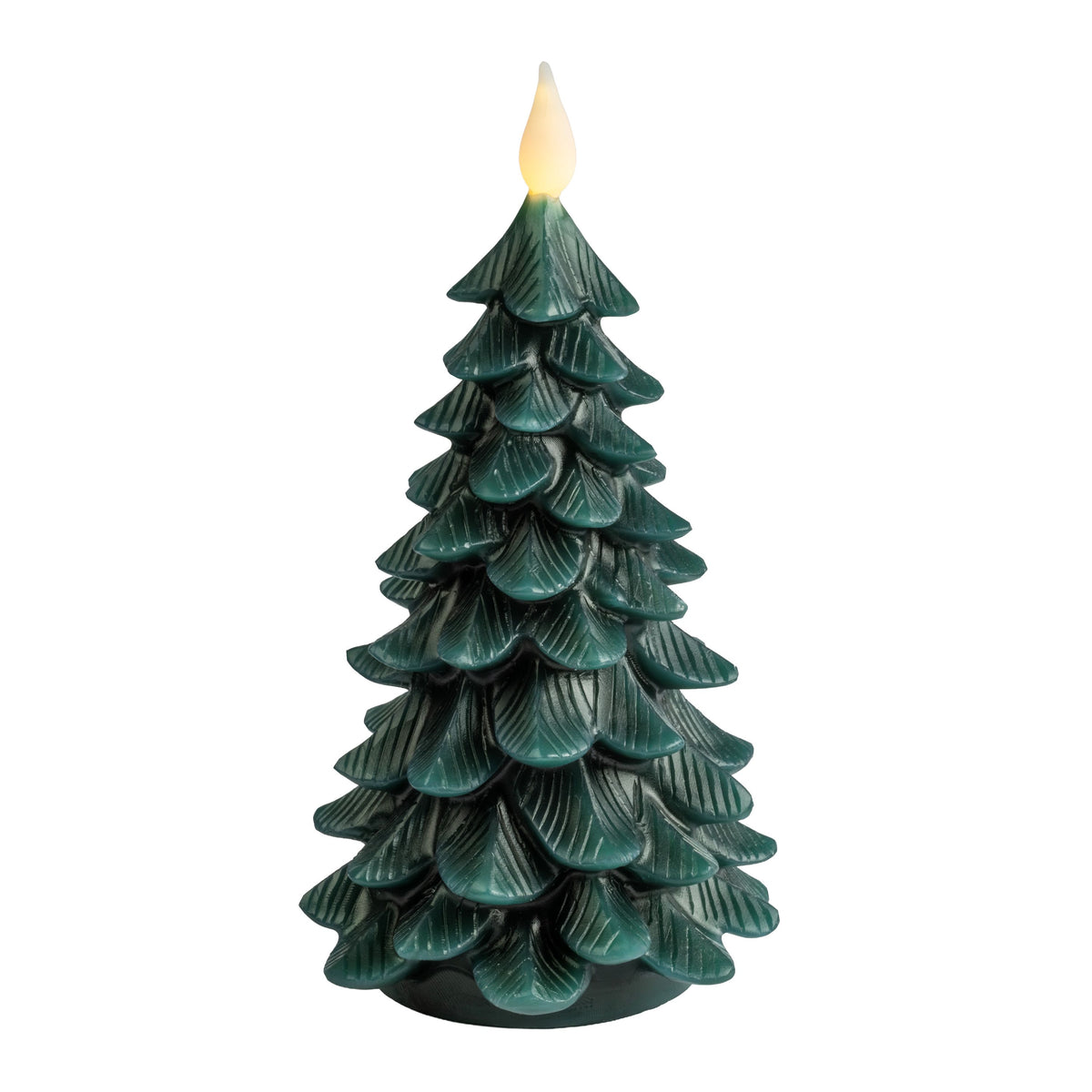Battery Operated Hunter Green Tree Pillar Candles (Retail Box)