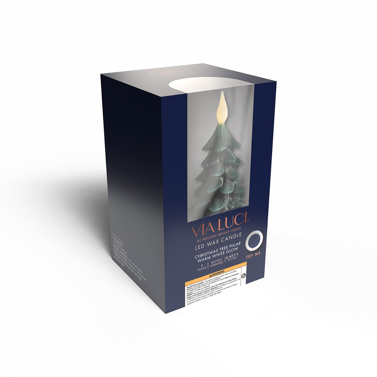 Battery Operated Hunter Green Tree Pillar Candles (Retail Box)