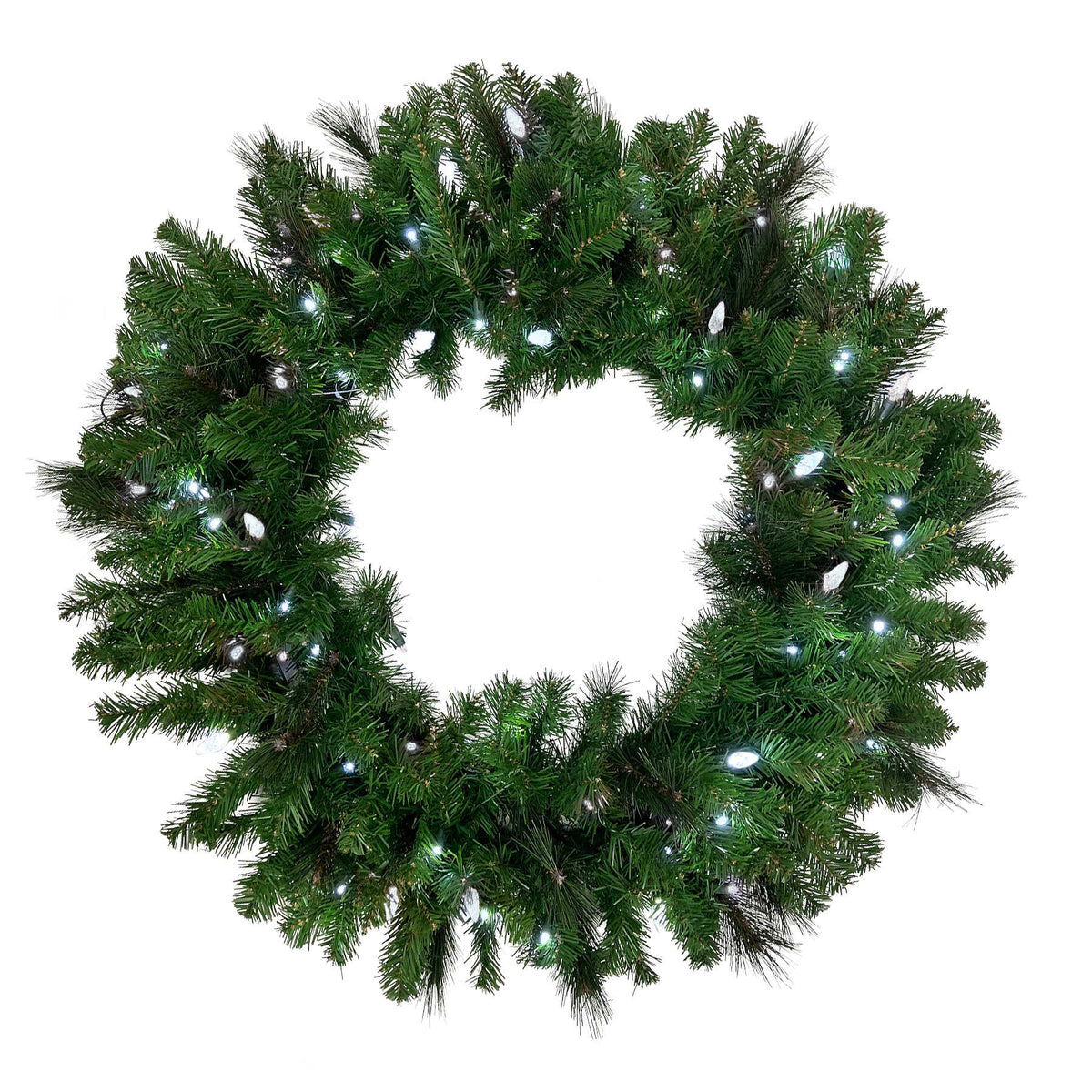 48" Pure White 200L Mixed Pine Wreath