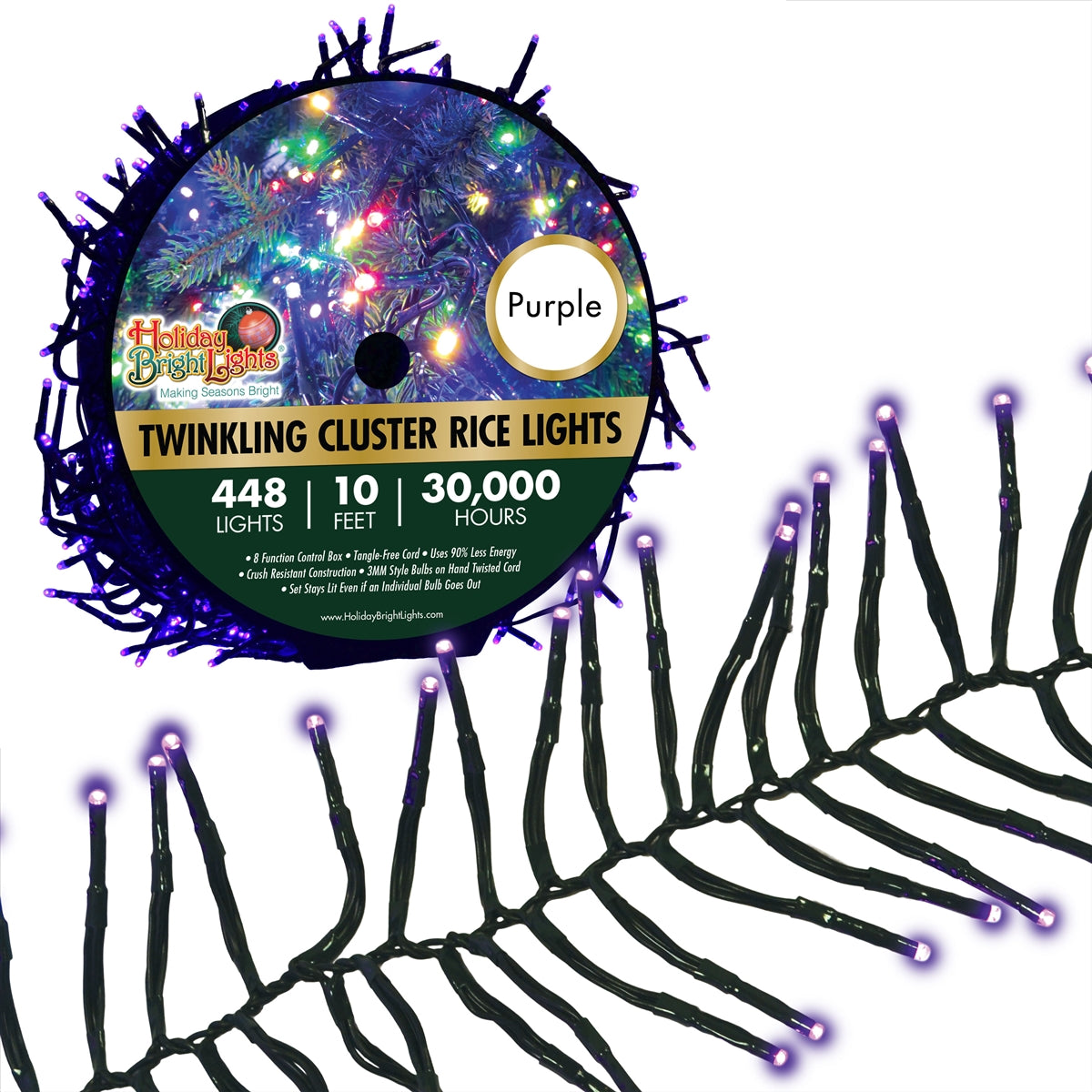 3MM Rice 448L Garland Cluster Lights (Reel)