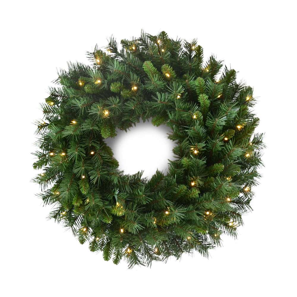 30" Warm White 50L B/O Weston Pine Wreath